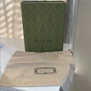 Gucci Olive Green Box with Beige Dust Bag